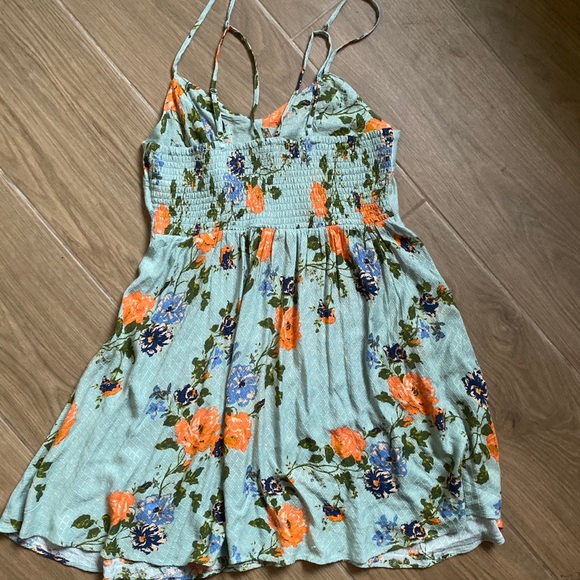 Free People Smocked Light Weight Fit and Flare Strappy Slip Mini Dress - Picture 3 of 4